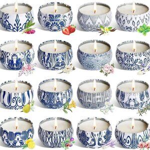Scented Candles Set Soy Wax 16 Pack Travel Jars Home Gift